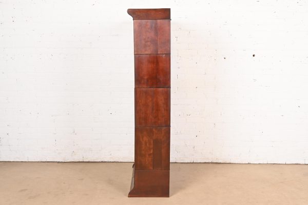 Globe Wernicke Antique Arts & Crafts Mahogany Four-Stack Barrister Bookcase With Leaded Glass Doors, Circa 1900 - Image 9