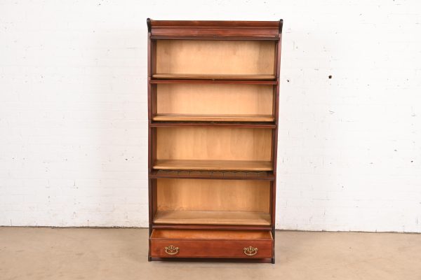 Globe Wernicke Antique Arts & Crafts Mahogany Four-Stack Barrister Bookcase With Leaded Glass Doors, Circa 1900 - Image 5