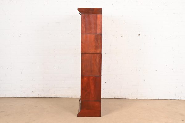 Globe Wernicke Antique Arts & Crafts Mahogany Four-Stack Barrister Bookcase With Leaded Glass Doors, Circa 1900 - Image 9