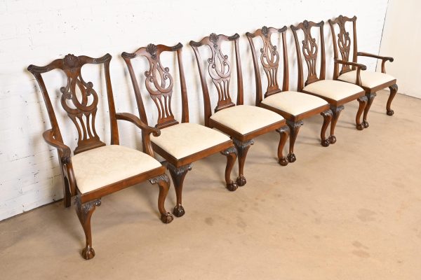 Drexel Heritage Chippendale Carved Mahogany Dining Chairs, Set of Six - Image 4