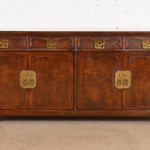 Henredon Hollywood Regency Chinoiserie Walnut Sideboard Credenza, Circa 1970s