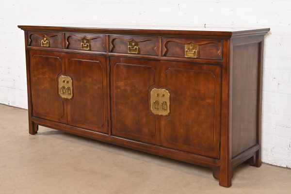 Henredon Hollywood Regency Chinoiserie Walnut Sideboard Credenza, Circa 1970s - Image 3