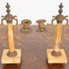 Antique French Art Nouveau Marble and Brass Two-Arm Candelabras, Pair - Image 2