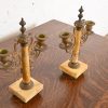 Antique French Art Nouveau Marble and Brass Two-Arm Candelabras, Pair - Image 3