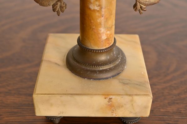 Antique French Art Nouveau Marble and Brass Two-Arm Candelabras, Pair - Image 8