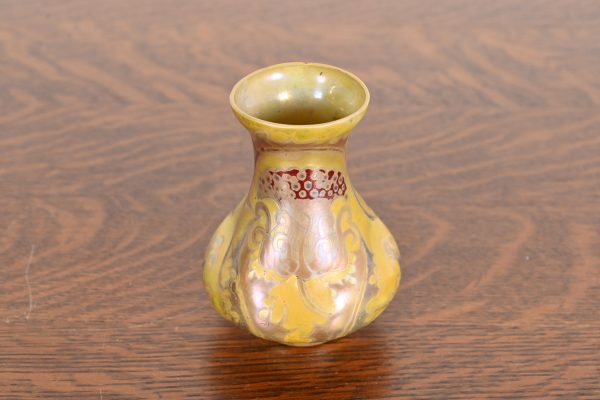 H. Copillet Et Cie Art Nouveau Iridescent Art Glass Bud Vase - Image 2