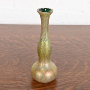 Josef Rindskopf Art Nouveau Iridescent Art Glass Double Gourd Bud Vase, Circa 1890s