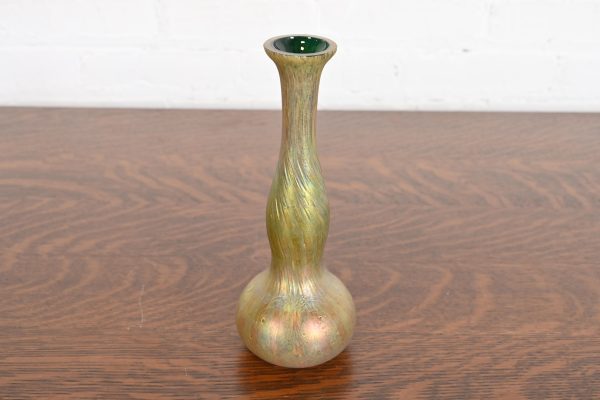Josef Rindskopf Art Nouveau Iridescent Art Glass Double Gourd Bud Vase, Circa 1890s
