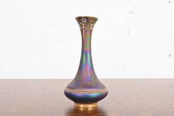 Carlsbad Austrian Art Nouveau Porcelain Iridesecent Vase, Late 19th Century