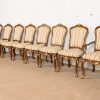 Karges French Provincial Louis XV Carved Walnut and Gold Gilt Dining Chairs, Set of Eight