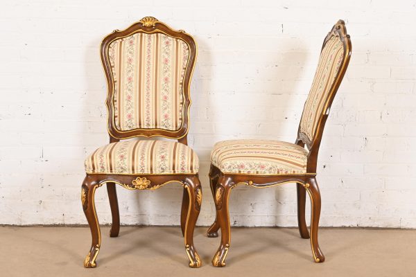 Karges French Provincial Louis XV Carved Walnut and Gold Gilt Dining Chairs, Set of Eight - Image 8