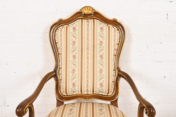 Karges French Provincial Louis XV Carved Walnut and Gold Gilt Dining Chairs, Set of Eight - Image 6