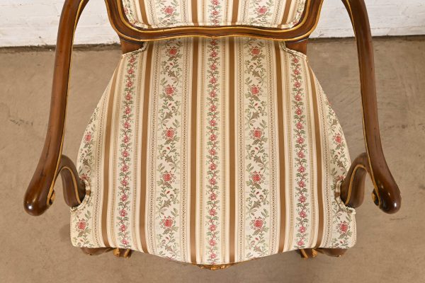 Karges French Provincial Louis XV Carved Walnut and Gold Gilt Dining Chairs, Set of Eight - Image 7