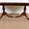 Hickory White Georgian Banded Mahogany Double Pedestal Extension Dining Table, Newly Refinished - Image 10