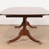Hickory White Georgian Banded Mahogany Double Pedestal Extension Dining Table, Newly Refinished - Image 11