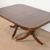 Baker Furniture Style Georgian Banded Flame Mahogany Double Pedestal Extension Dining Table, Newly Refinished - Image 8