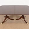 Baker Furniture Style Georgian Banded Mahogany Double Pedestal Extension Dining Table, Newly Refinished - Image 7