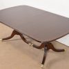 Baker Furniture Style Georgian Banded Mahogany Double Pedestal Extension Dining Table, Newly Refinished - Image 8