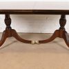 Baker Furniture Style Georgian Banded Mahogany Double Pedestal Extension Dining Table, Newly Refinished - Image 10