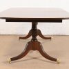 Baker Furniture Style Georgian Banded Mahogany Double Pedestal Extension Dining Table, Newly Refinished - Image 11