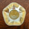 Louis Comfort Tiffany Favrile Iridescent Art Glass Pulled Feather Footed Bowl or Compote Dish - Image 3