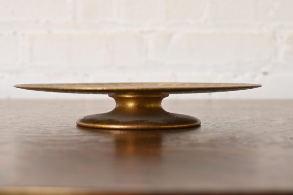 Tiffany Studios New York Greek Key Bronze Doré Footed Charger Plate or Tazza - Image 2