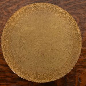 Tiffany Studios New York Greek Key Bronze Doré Footed Charger Plate or Tazza