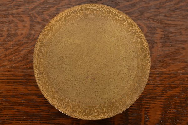 Tiffany Studios New York Greek Key Bronze Doré Footed Charger Plate or Tazza