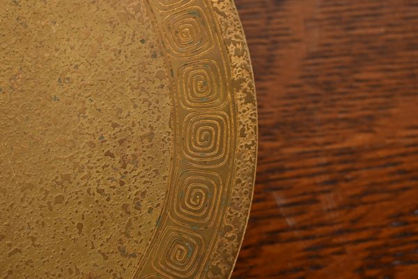 Tiffany Studios New York Greek Key Bronze Doré Footed Charger Plate or Tazza - Image 5