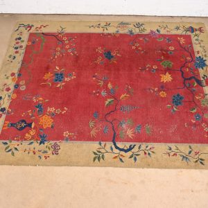 Antique Chinese Art Deco Nichols Hand-Knotted Room Size Wool Rug, Circa 1920s