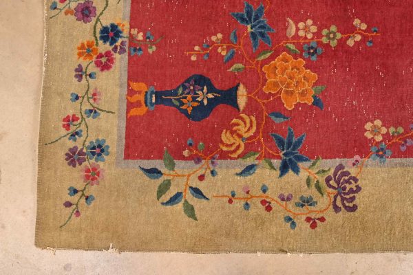 Antique Chinese Art Deco Nichols Hand-Knotted Room Size Wool Rug, Circa 1920s - Image 5