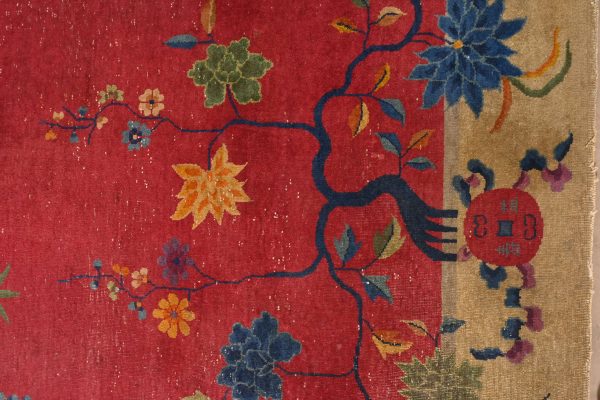 Antique Chinese Art Deco Nichols Hand-Knotted Room Size Wool Rug, Circa 1920s - Image 6