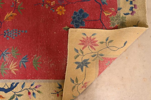 Antique Chinese Art Deco Nichols Hand-Knotted Room Size Wool Rug, Circa 1920s - Image 8