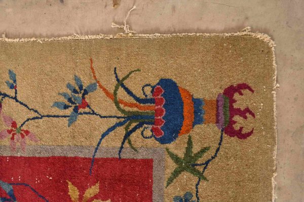 Antique Chinese Art Deco Nichols Hand-Knotted Room Size Wool Rug, Circa 1920s - Image 7