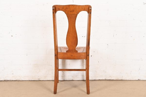 Antique Arts & Crafts Carved Oak and Leather Dining Chair, Circa 1900 - Image 10