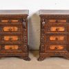 Antique Italian Renaissance Revival Carved Walnut and Burl Wood Bedside Chests, Circa 1900 - Image 2