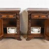 Antique Italian Renaissance Revival Carved Walnut and Burl Wood Bedside Chests, Circa 1900 - Image 5