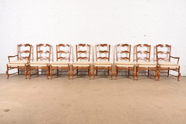 Baker Furniture French Country Carved Solid Walnut Dining Chairs, Set of Eight - Image 2