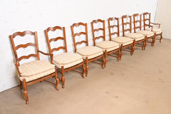 Baker Furniture French Country Carved Solid Walnut Dining Chairs, Set of Eight - Image 3