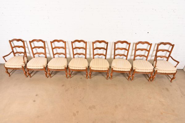 Baker Furniture French Country Carved Solid Walnut Dining Chairs, Set of Eight - Image 4