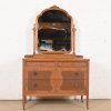 Phoenix Furniture Antique French Regency Louis XVI Burled Walnut Vanity Dresser With Mirror, Circa 1900