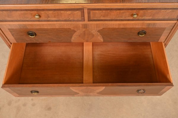 Phoenix Furniture Antique French Regency Louis XVI Burled Walnut Vanity Dresser With Mirror, Circa 1900 - Image 5
