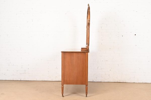 Phoenix Furniture Antique French Regency Louis XVI Burled Walnut Vanity Dresser With Mirror, Circa 1900 - Image 10