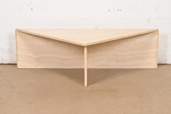 Modern Italian Travertine Triangular Coffee Table, Circa 1970s - Image 2