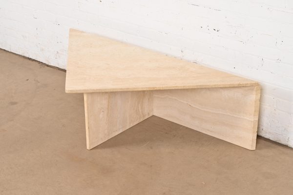 Modern Italian Travertine Triangular Coffee Table, Circa 1970s - Image 3