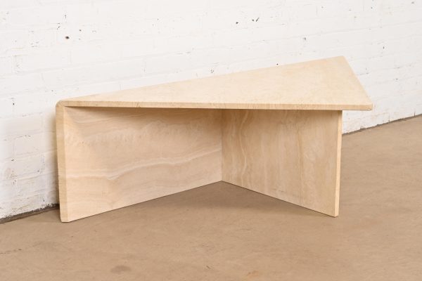 Modern Italian Travertine Triangular Coffee Table, Circa 1970s - Image 4