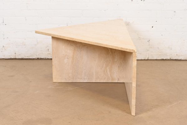 Modern Italian Travertine Triangular Coffee Table, Circa 1970s - Image 8