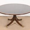 Baker Furniture Style Georgian Banded Mahogany Pedestal Extension Dining Table