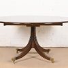 Baker Furniture Style Georgian Banded Mahogany Pedestal Extension Dining Table - Image 2