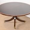 Baker Furniture Style Georgian Banded Mahogany Pedestal Extension Dining Table - Image 3
